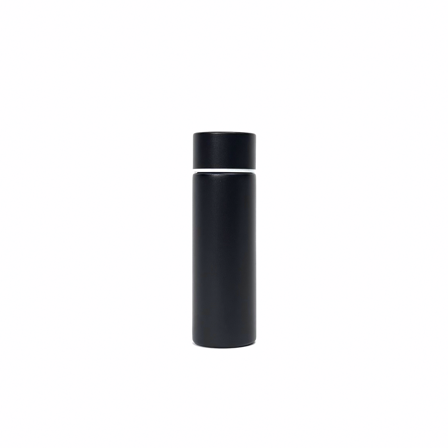 matte_black_4 – back view. Black cylindrical container photographed on a white background