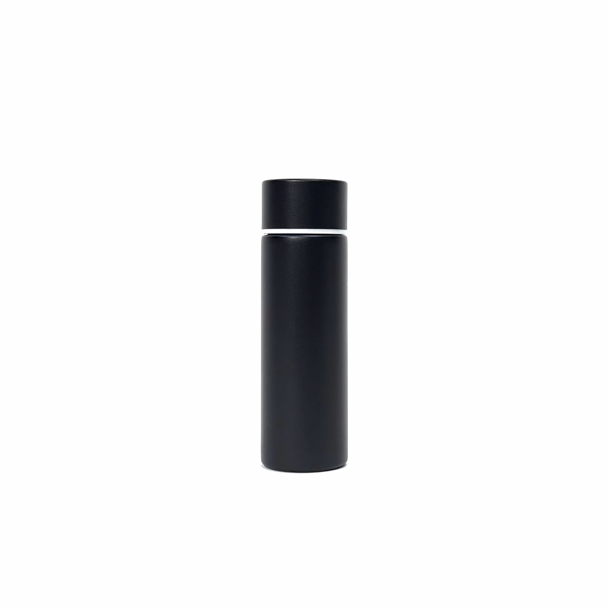 matte_black_4 – back view. Black cylindrical container photographed on a white background