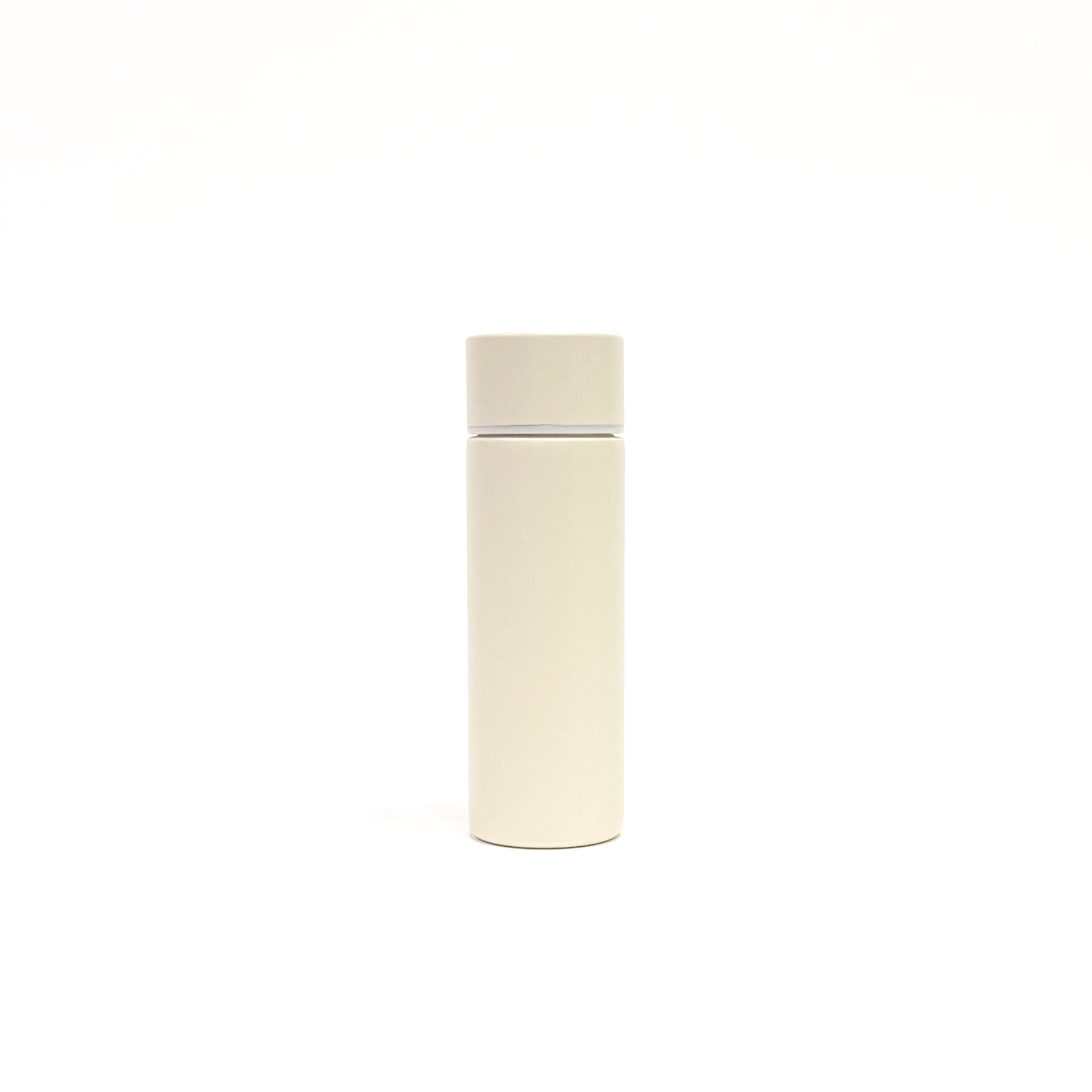 white_sand_4 – back view. Off-white cylindrical container photographed on a white background